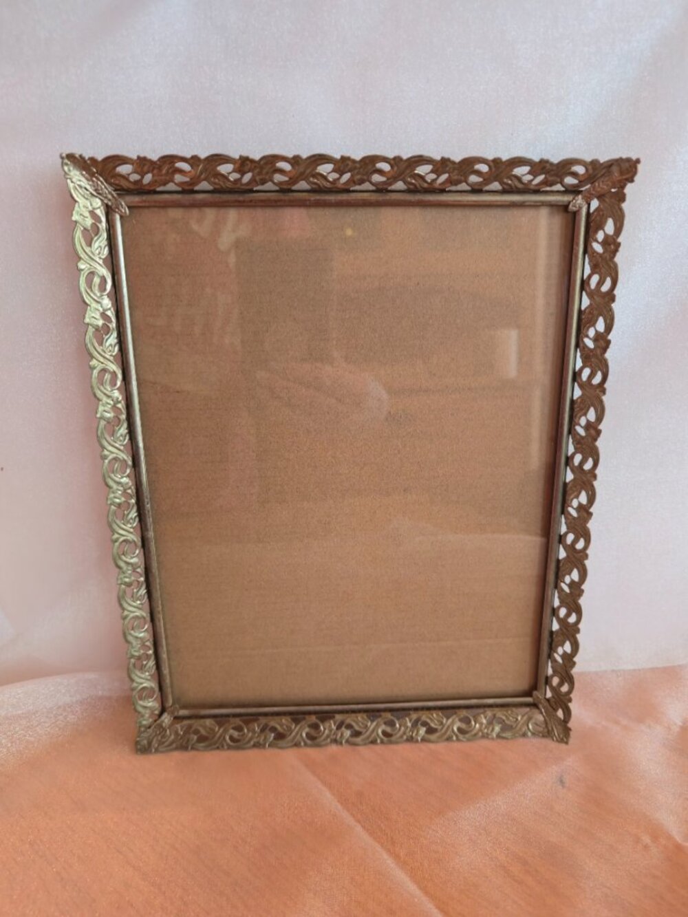 Vintage metal filigree 8x10 frame cottage core granny core